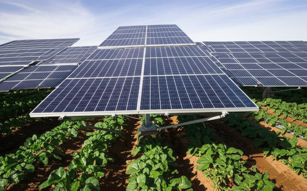 Image for Solar Panels Above Crops Retain Moisture and Cut Heat Stress