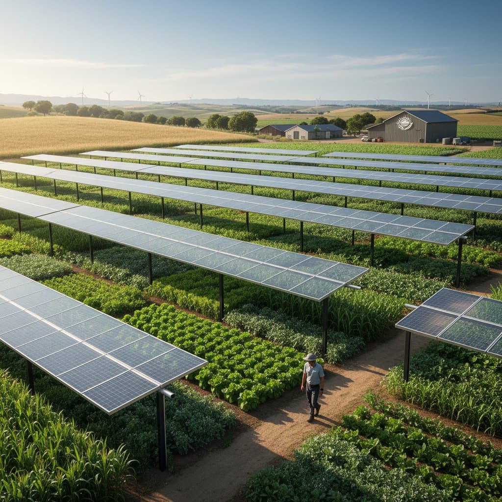 Solar Panels and Crops Share Land Without Competing