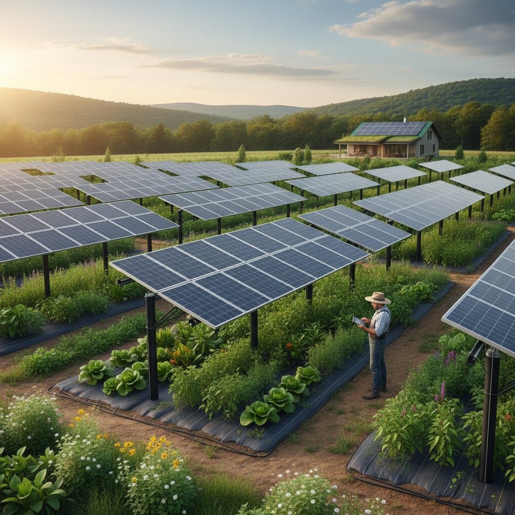Solar Panels and Crops Share Land for Dual Benefits