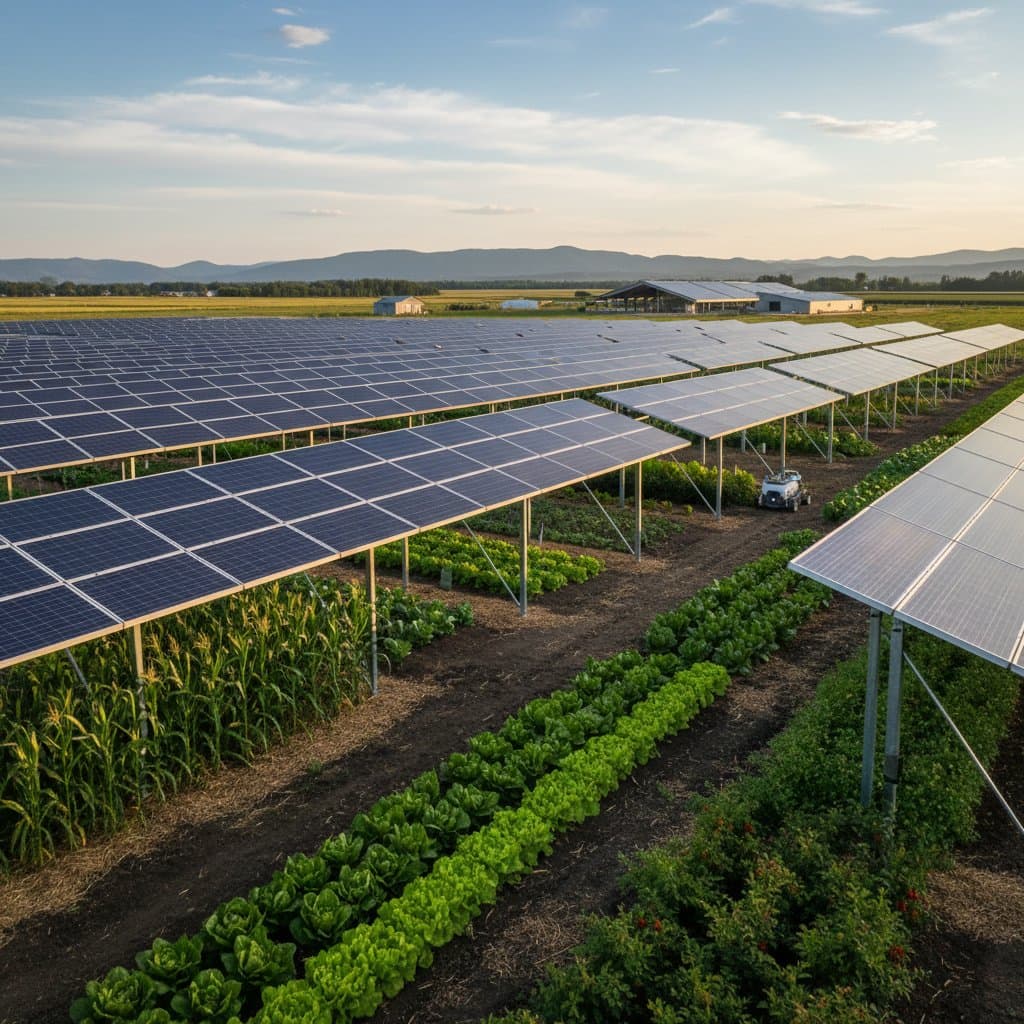 Solar Panels and Crops Share Land in Agrivoltaics